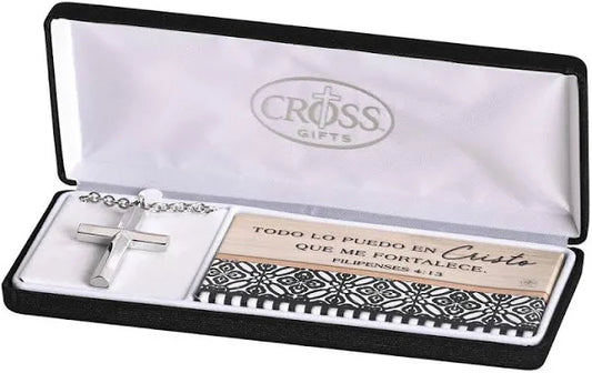 Bevel Cross Spanish Necklace, 24" Chain