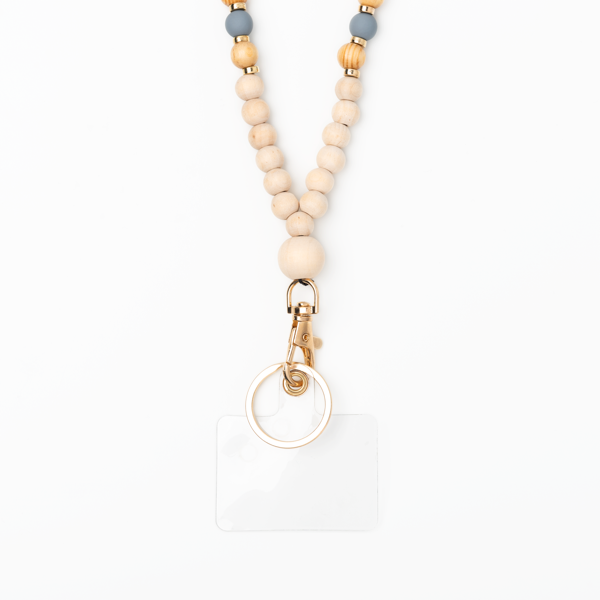 Natural Wood Beaded Lanyard