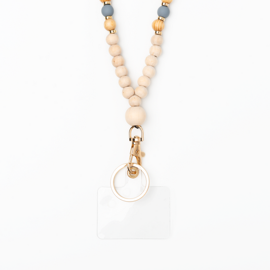 Natural Wood Beaded Lanyard