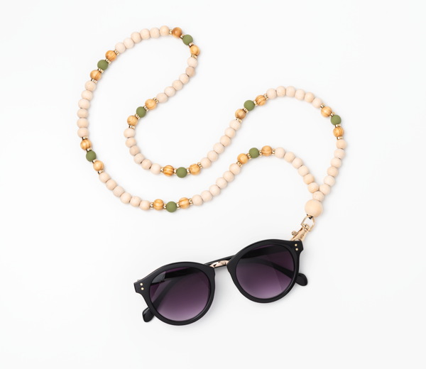 Natural Wood Beaded Lanyard