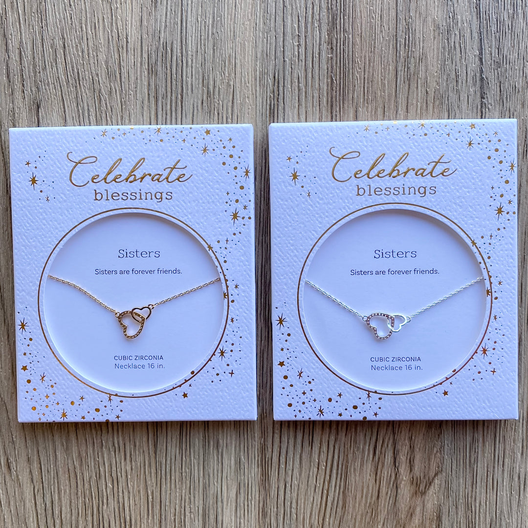 Celebrate Blessings Sisters Necklace Silver Heart