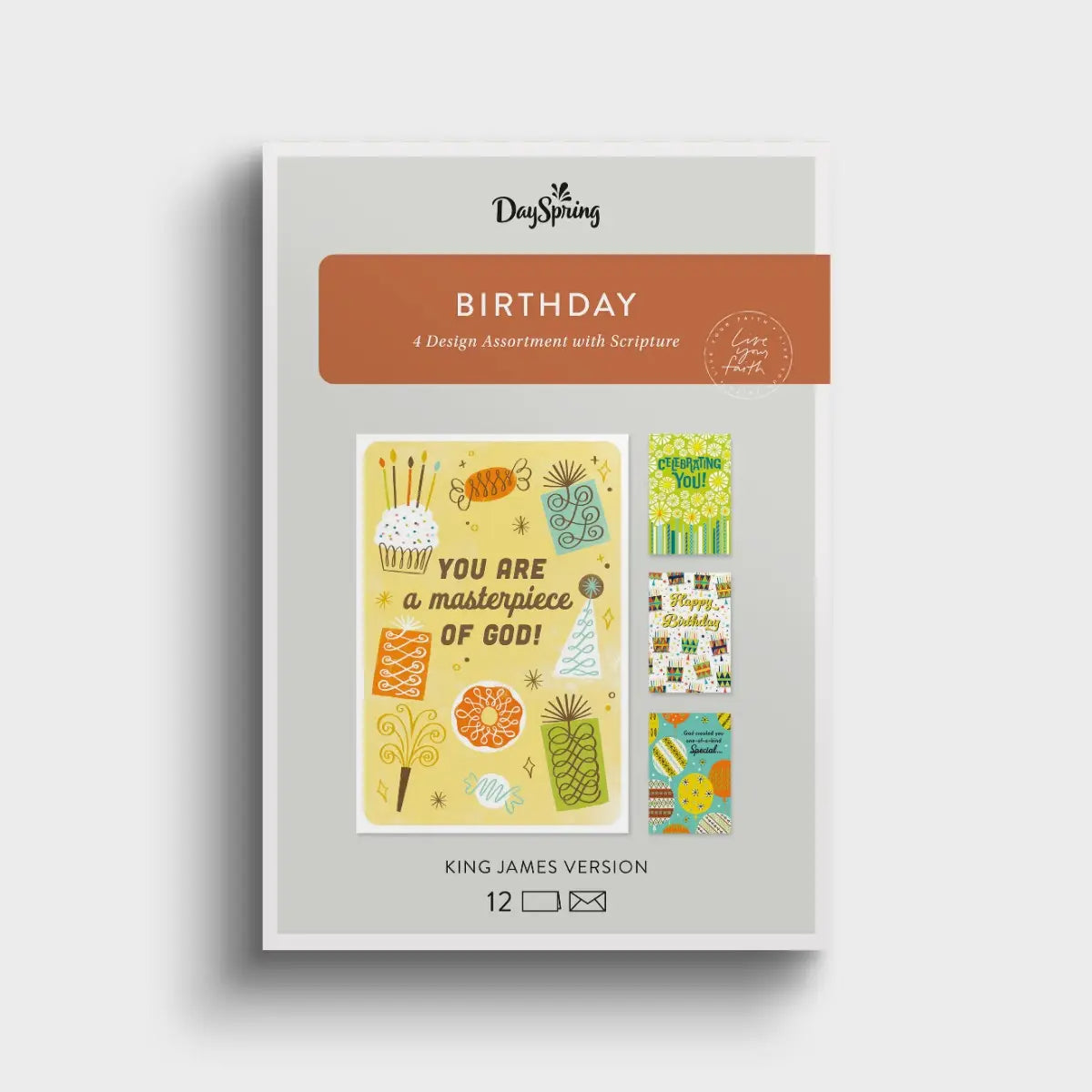 Birthday - Festive Assortment - 12 Boxed Cards and Envelopes, KJV
