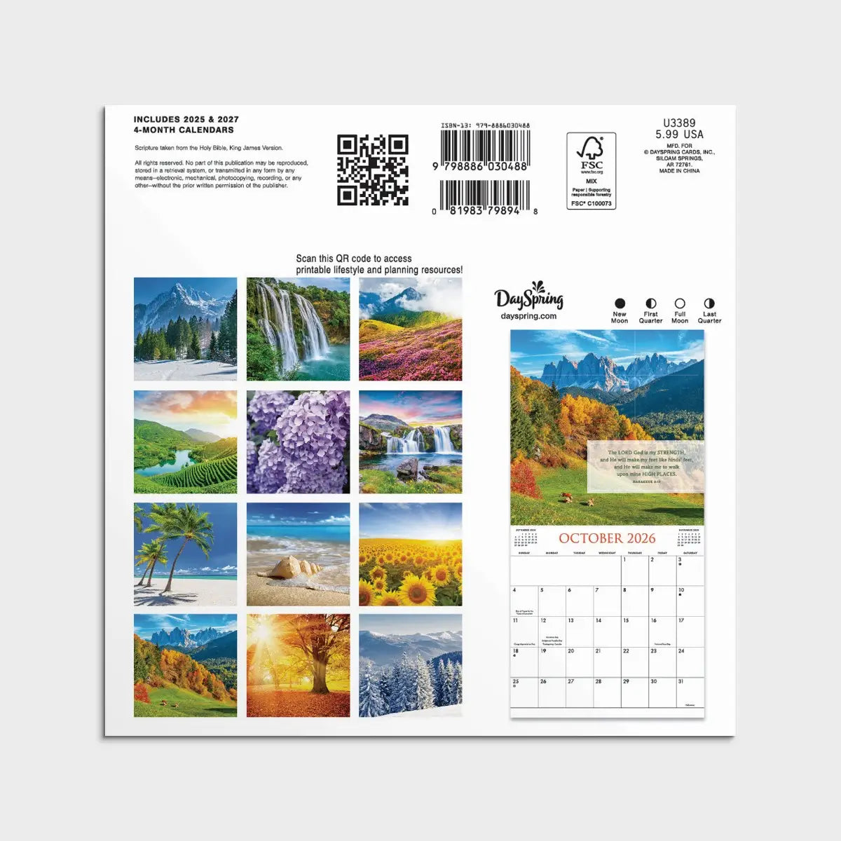 Bible Verses - King James Version - Inspirational Mini Wall Calendar