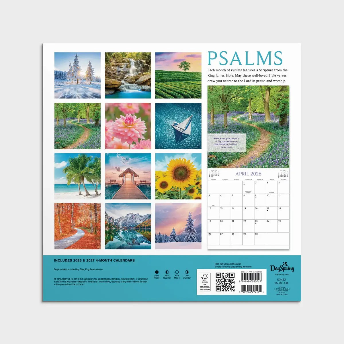 Psalms - King James Version - 2026 Inspirational Wall Calendar