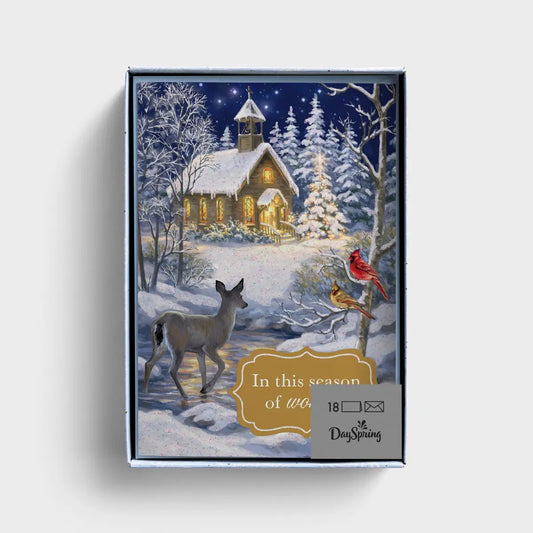 Dona Gelsinger - Peaceful Church - 18 Christmas Boxed Cards and Envelopes