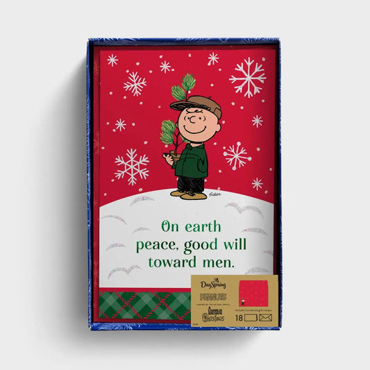 Peanuts® - Good Will Toward Men - 18 Christmas Boxed Cards and Envelopes, KJV