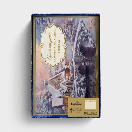 Thomas Kinkade - Grace and Peace Be Yours - 18 Christmas Boxed Cards and Envelopes