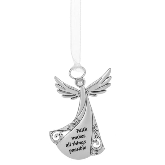 Silver Angel Ornament ~ Faith Makes All Things Possible