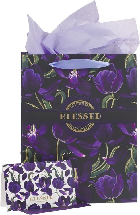 Blessed Purple Tulip With Card Luke 1:45 ()